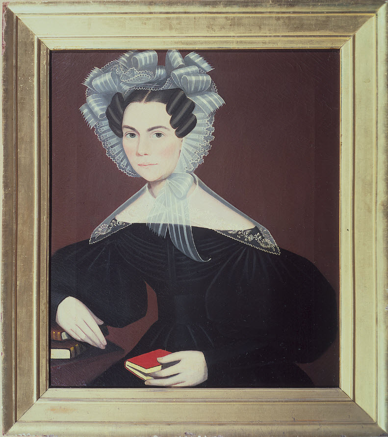 Ammi Phillips portrait of Almira Lucretia Adams Perry (c. 1836) Oil on canvas. From a private collector